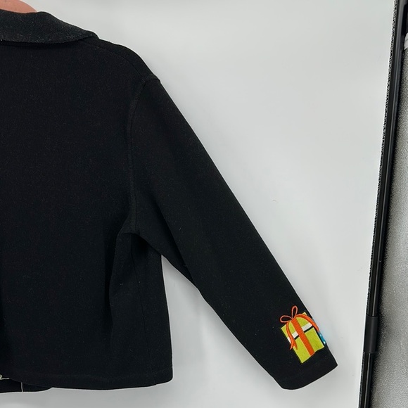 Onque Casuals Ugly Christmas Black&Red Cardigan Sweater w/Festive Designs SzL - Picture 9 of 12